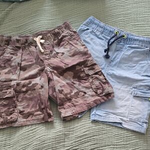 Kids Camouflage and Light Blue Shorts Set With Adjustable Waist
